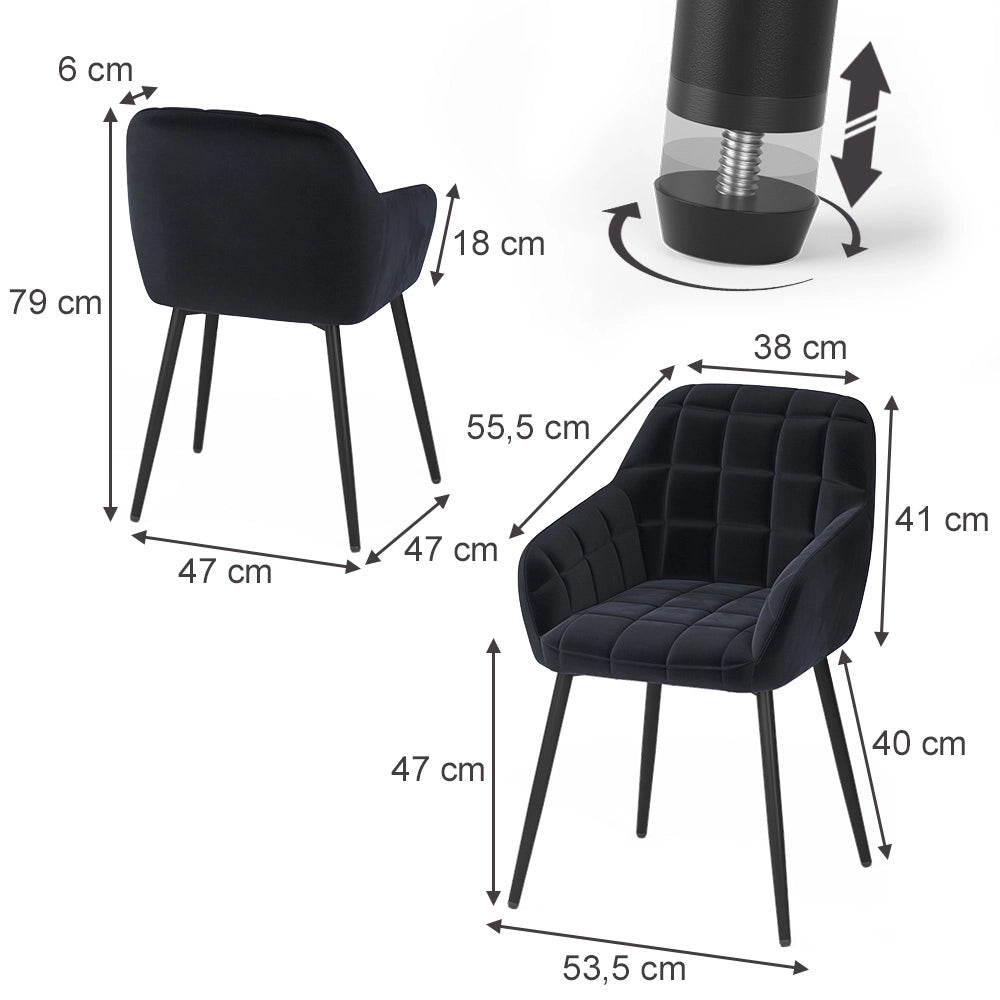 Vicco sedie Nero 53.5 x 55.5 cm Set di 2