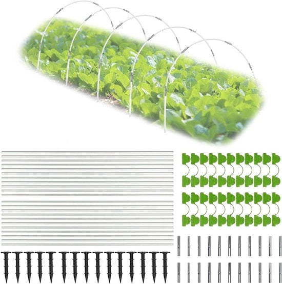 40 pezzi di tunnel a foglia per aumento di crescita del fusto 38 cm arco tunnel a cingoli con rivestimento in plastica tunnel a forma di arco di broccolato