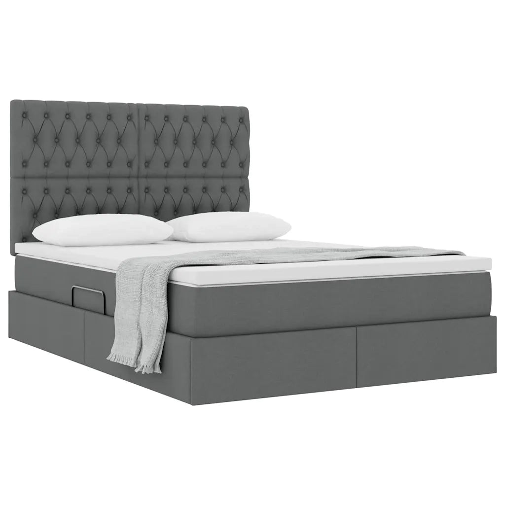 Letto con contenitore e materasso Grigio scuro 140 x 190 cm 3371842