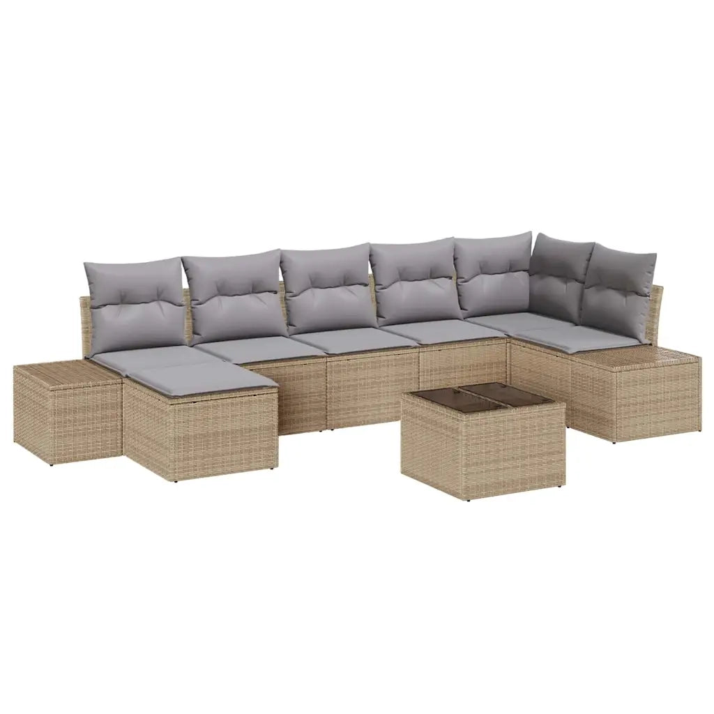 Set Divano da Giardino con cuscino 8 pcs Beige polyrattan 3347160