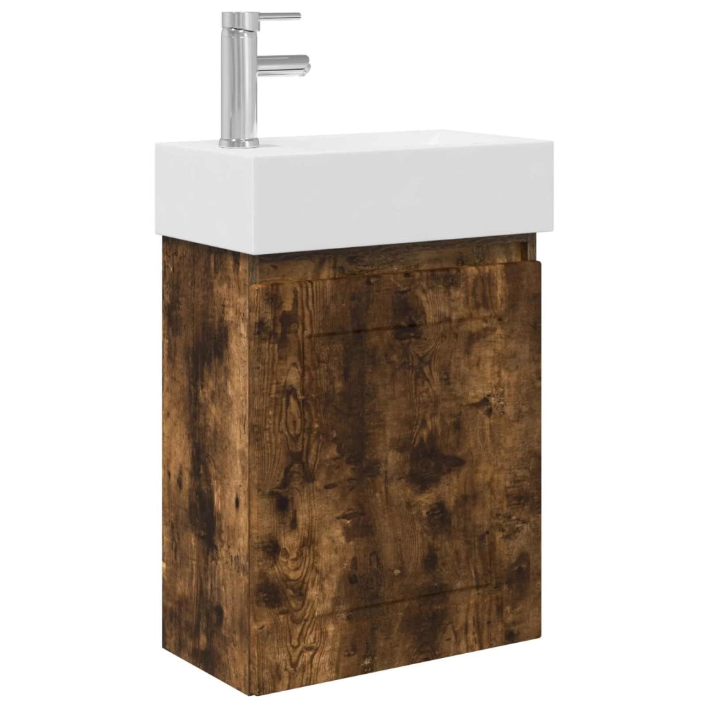 Mobile bagno con rubinetto Rovere Fumo 45,5 x 22,5 x 84 cm 889506