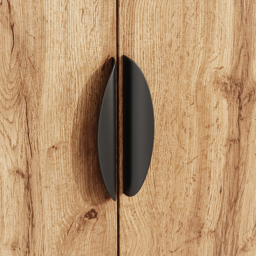 Scarpiera stretta con ante a ribalta e vani aperti; 80x32x99 cm; effetto legno naturale