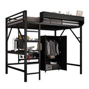 LETTO A CASTELLO 140x200 cm Nero in MDF e Metallo con scrivania e armadio