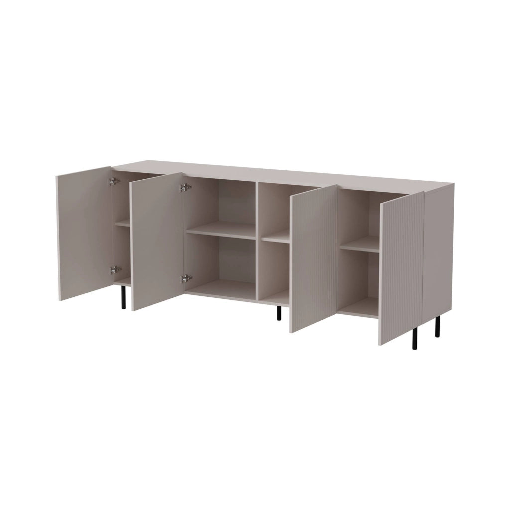 Credenza Corana, Madia da salotto con quattro ante battenti, Rialzato da terra, 200x42 h82 cm, Beige