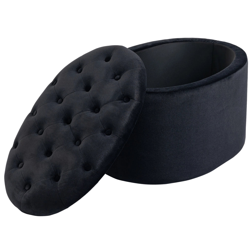 POUF Contenitore Ovale 71x52x42 cm Poliestere Nero