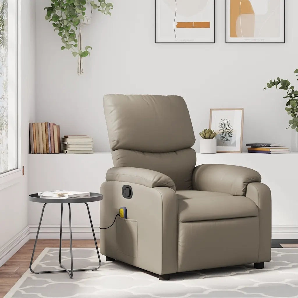 Poltrona Massaggiante | Sedia Relax Reclinabile cappuccino in Similpelle