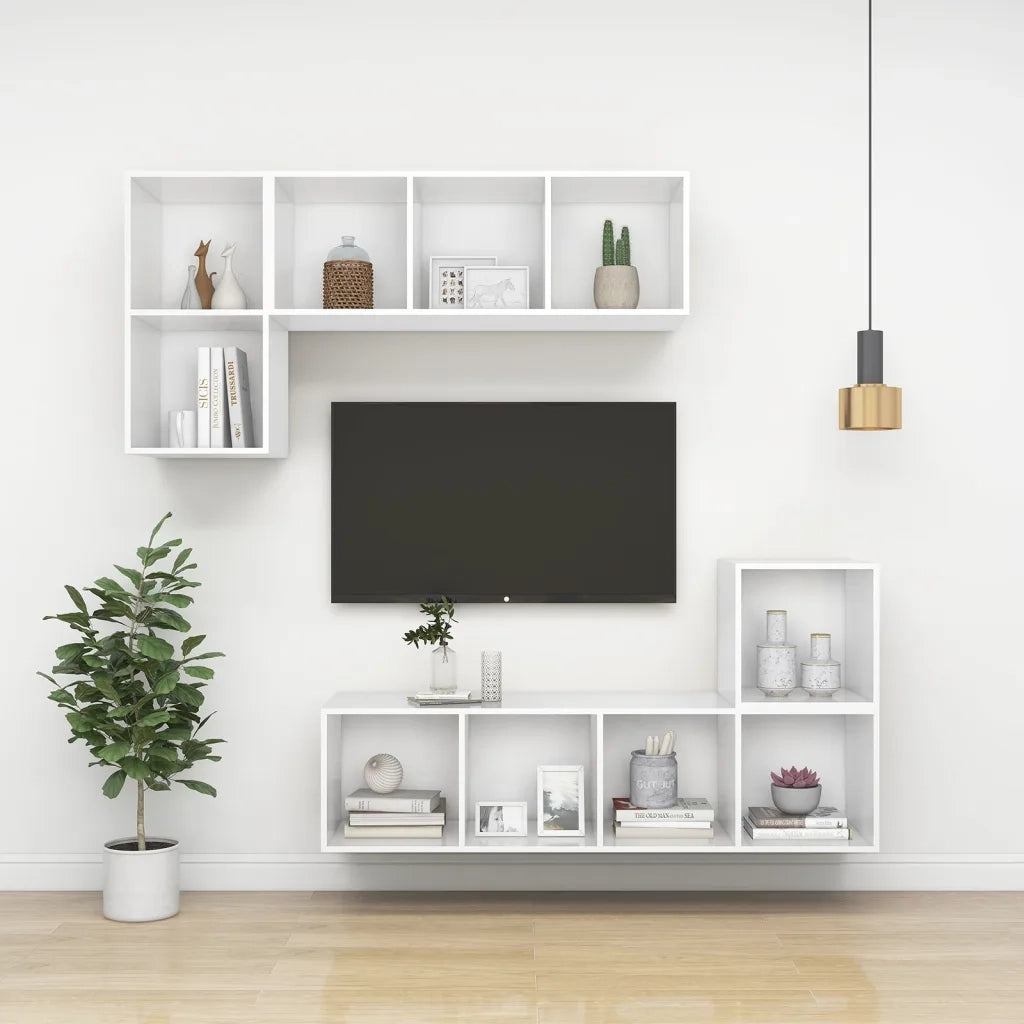 Armadietto TV da Parete Bianco 37x37x72 cm in Legno Multistrato 805471