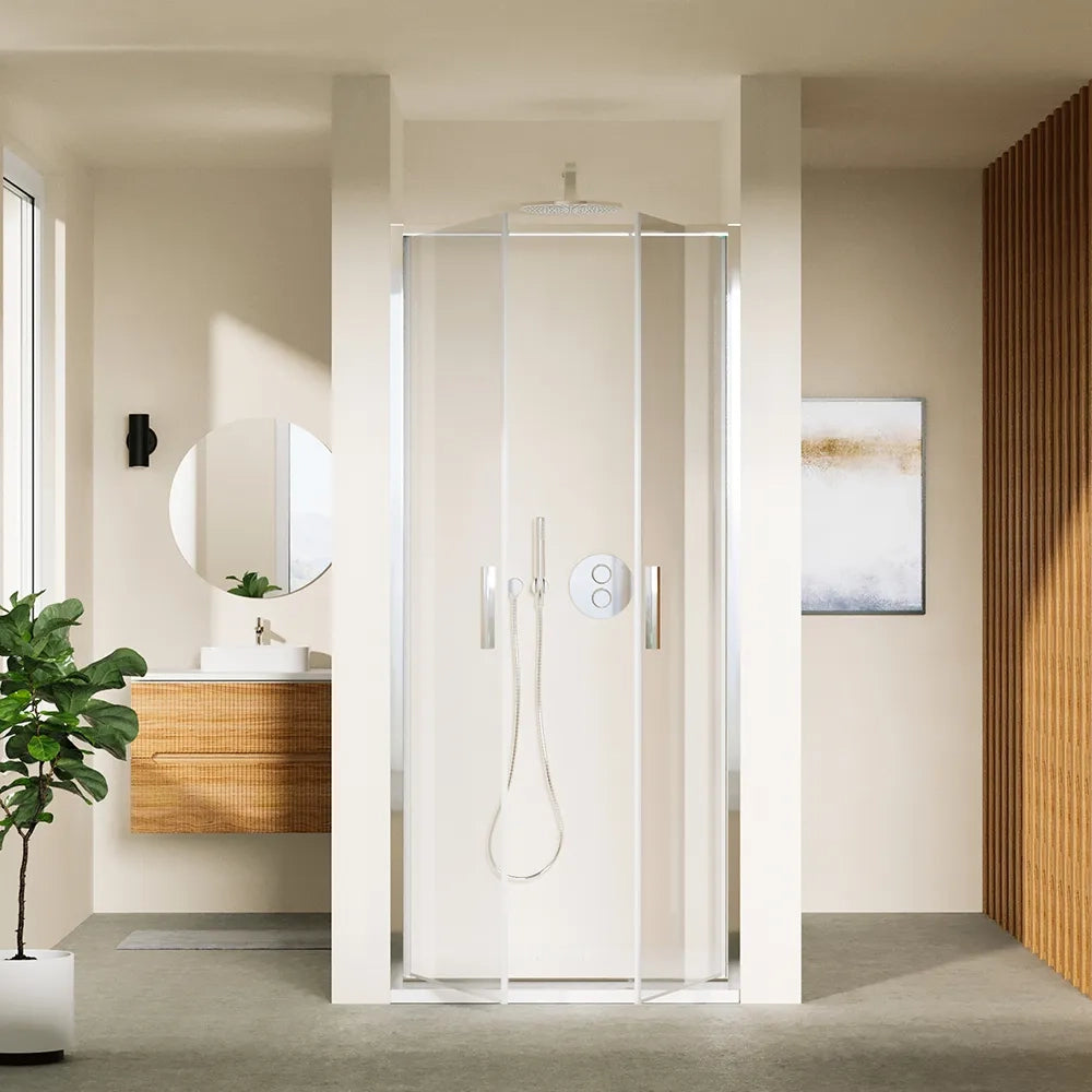 Porta doccia 100cm con apertura saloon profili slim cromati vetro 6mm trasparente h190 | Portofino