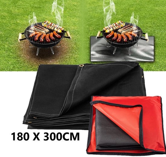 Pavimento barbecue XXL con protezione acquatica 180x300cm inclusa tasca di stoccaggio - pavimento barbecue accessori mat - copertura impermeabile a acqua e fuoco