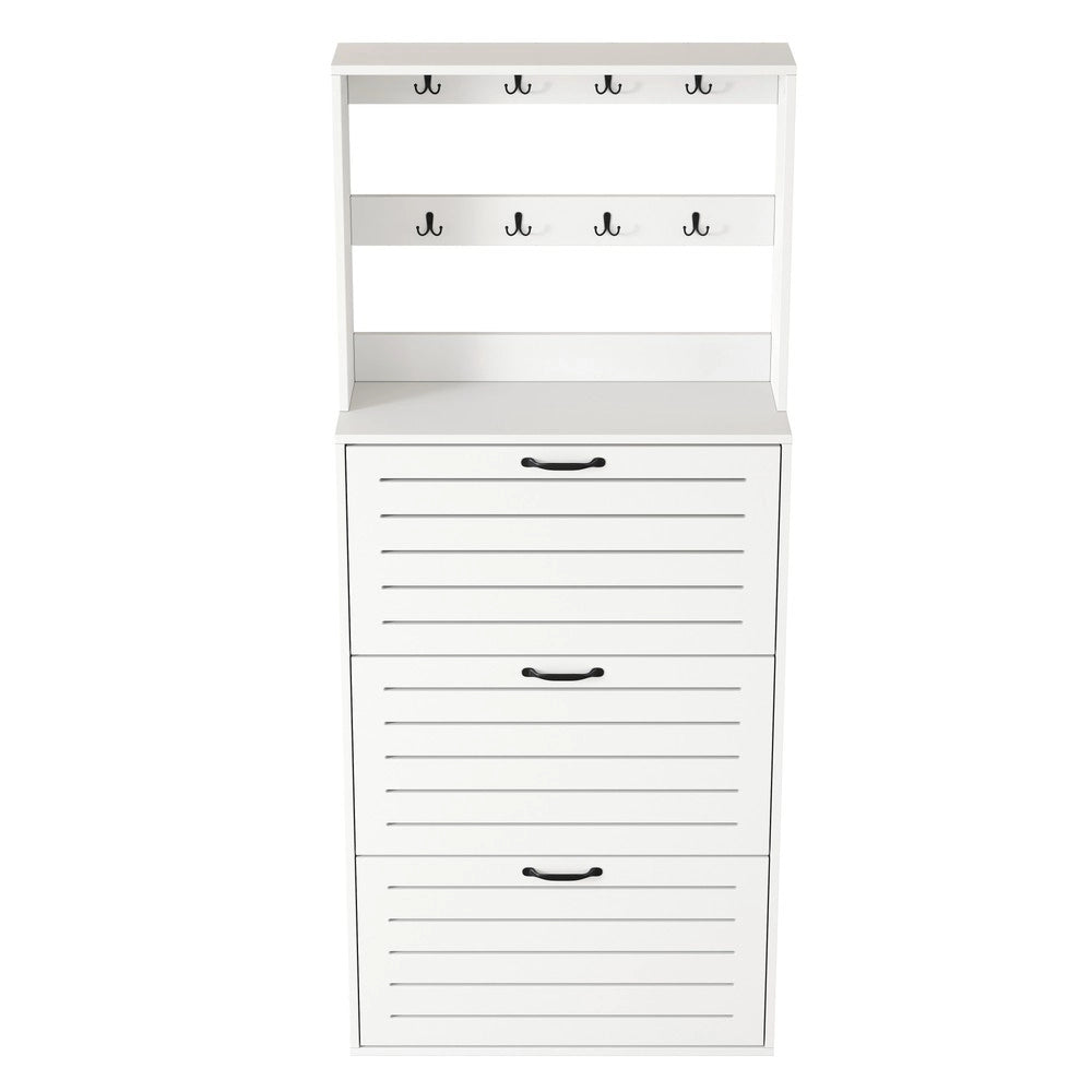 Scarpiera con 3 Ante e Ganci ¨C MINIMAL ¨C Portascarpe 15 Paia, Appendiabiti, Contenitore Ingresso