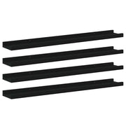 4 pz Mensole da Parete | Scaffali a Parete | Ripiano a parete Nere 80x9x3 cm