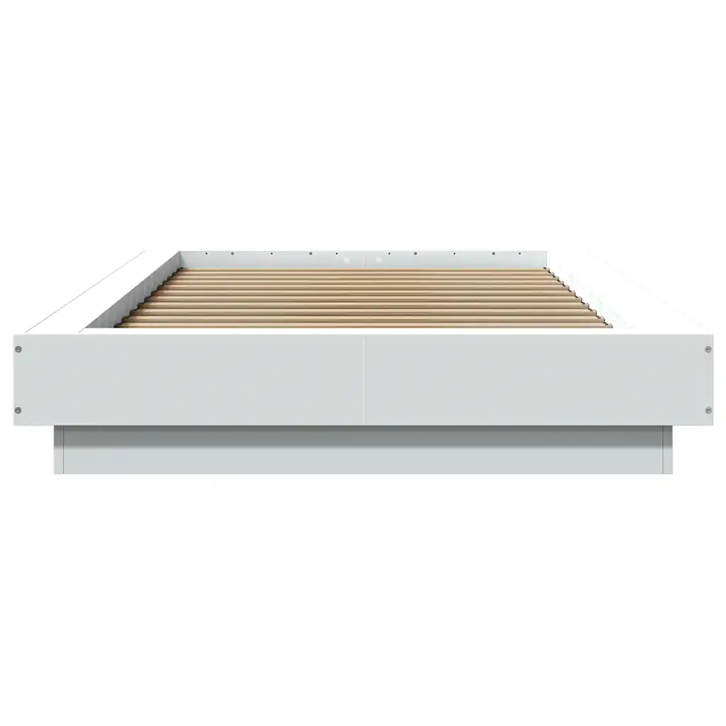 Giroletto con Luci LED-Struttura Letto Bianco 100x200 cm in Legno Massello 259519