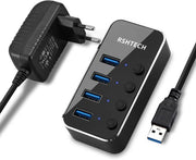 Hub USB alimentato - Hub USB - Hub USB alimentato - Divisore USB - Più porte USB - Caricamento e trasferimento dati - Laptop e PC - Lavoro da casa - Ufficio - Accessori - Universale