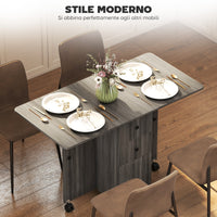 Tavolo Salvaspazio a Ribalta 120x60x76,5 cm con Armadietto e Cassetti Rivestimento in Melamina Grigio