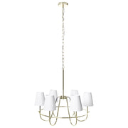 Lampadario a 6 luci in stile tradizionale per soggiorno e sala da pranzo con base in metallo e paralumi in tessuto oro