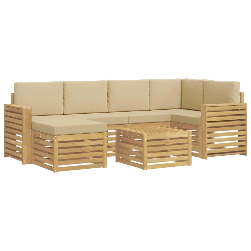 Set di divani da esterno 7 pcs Bianco e Beige Poliestere 3392163