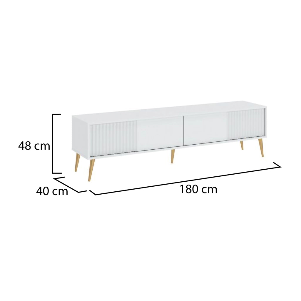 Lilelora, Mobile Porta tv un Ripiano, 180x40x48h cm Bianco