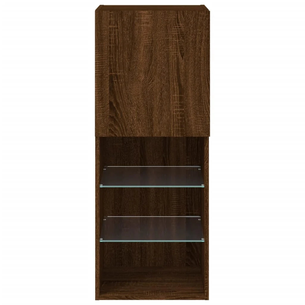 Mobile TV multimediale mensola TV credenza mobile TV per sala da pranzo soggiorno camera da letto con luci LED rovere 40,5 x 30 x 102 cm marrone 02_0026692
