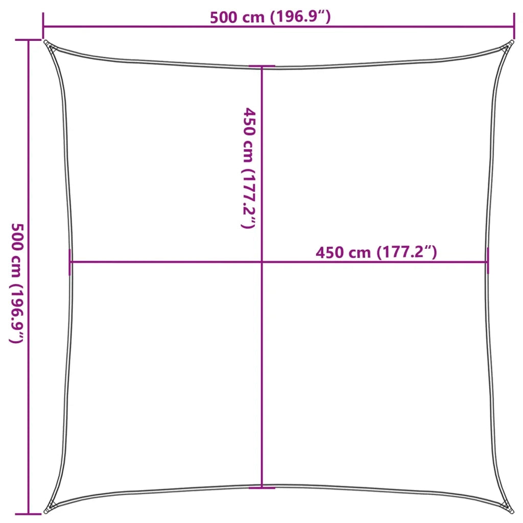 Vela Parasole 160 g/m² Quadrata Giallo 5x5 m in HDPE 311553
