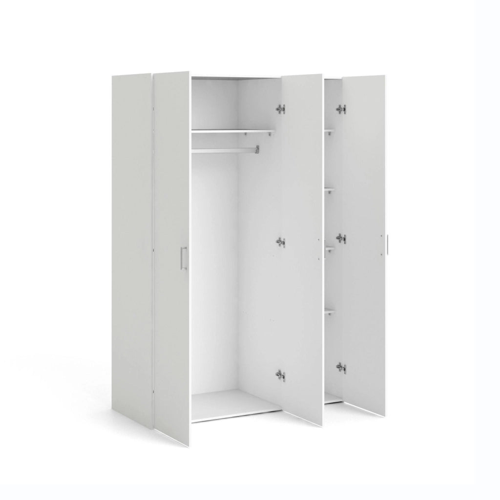 Armadio Camera da Letto Ruffano, Guardaroba 3 Ante Appendiabiti, 115x49 cm Bianco