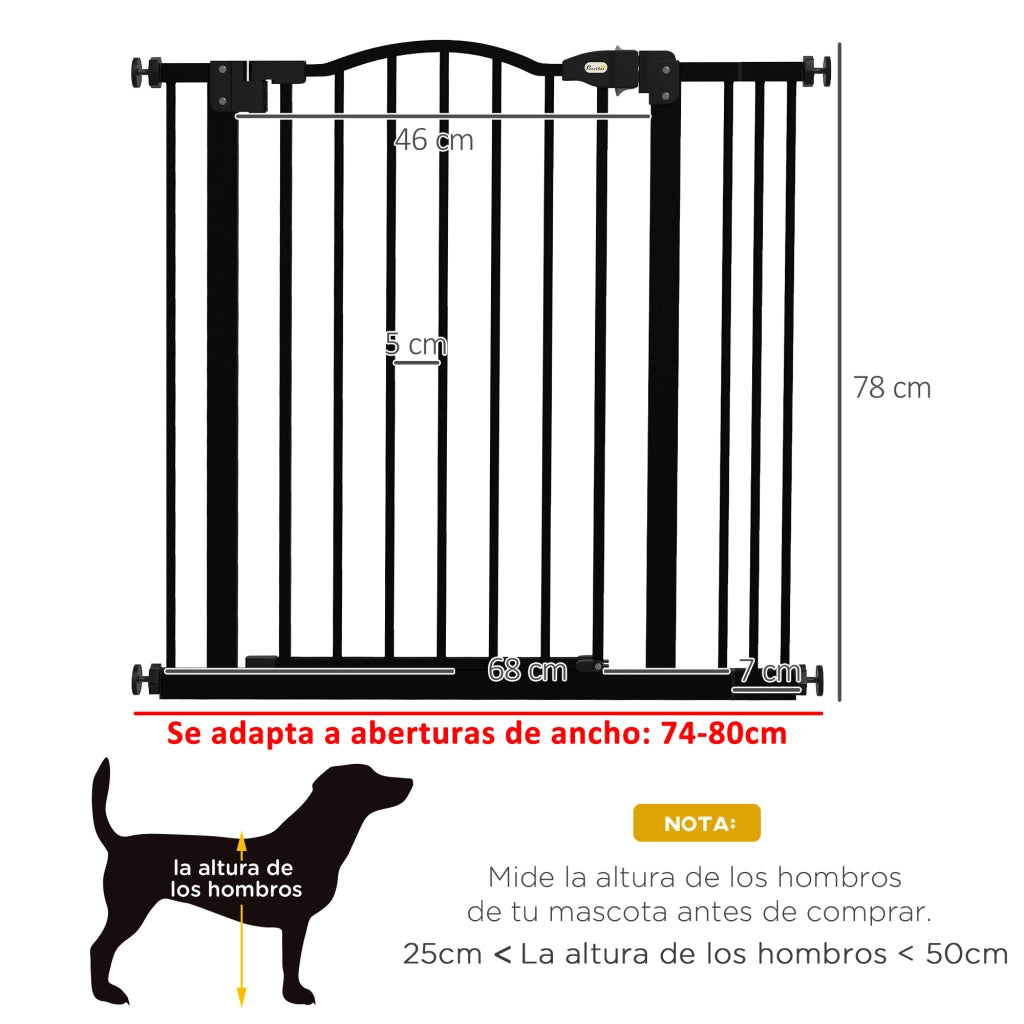 Cancelletto di Sicurezza per Cani ¨C Xylo ¨C Larghezza Regolabile 74-87 cm, Nero