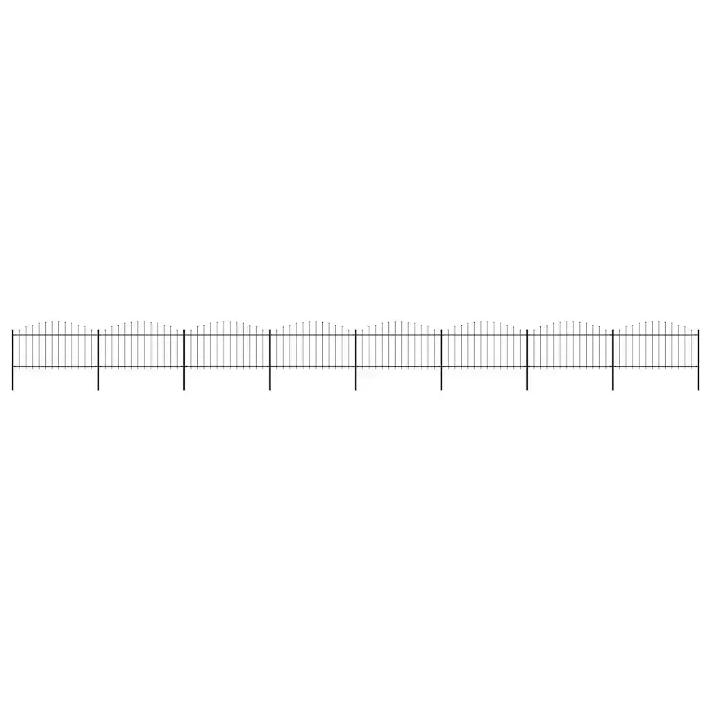 Recinzione da Giardino con Punta a Lancia in Acciaio 1339x150 cm Nero 277737