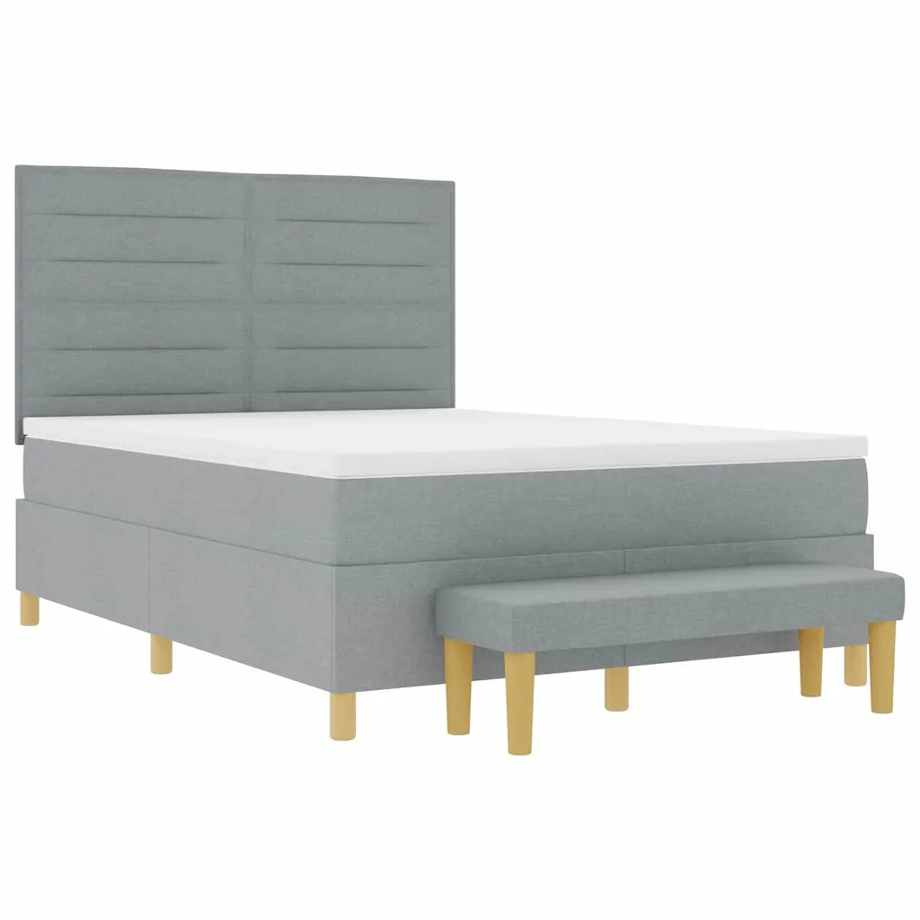 Letto a molle con materasso Grigio chiaro 140 x 200 cm Tessuto