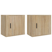 Set di 2 Comodini | Armadio da Notte | Mobiletto da notte a Muro Rovere Sonoma 50x30x47 cm
