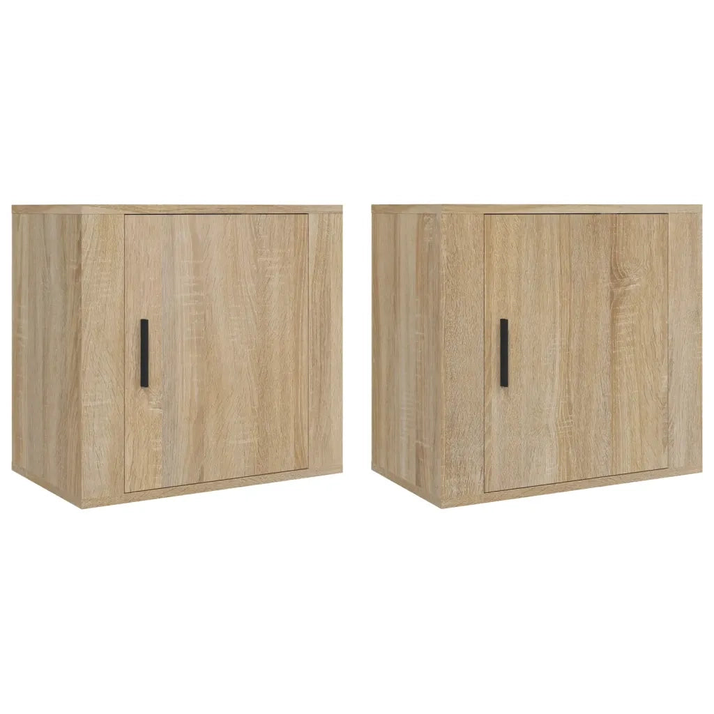 Set di 2 Comodini | Armadio da Notte | Mobiletto da notte a Muro Rovere Sonoma 50x30x47 cm