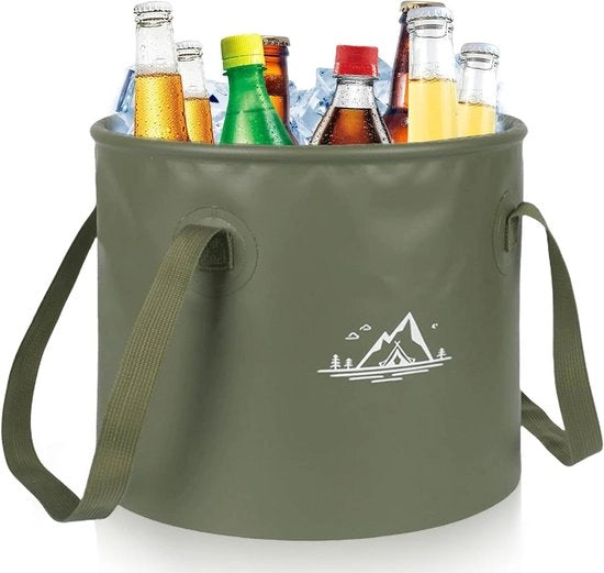 Vasca da campeggio 20 litri - Borsa da campeggio pieghevole - Vasca da pesca pieghevole con tessuto in tessuto resistente - Verde militare