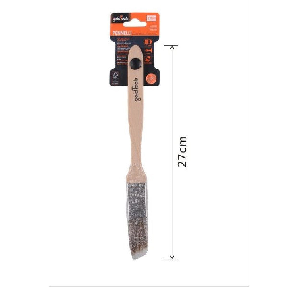 Trade Shop - Pennello Piatto 27cm Obliquo Con Manico In Legno Setole Lunghe Da Pittura 90210 -