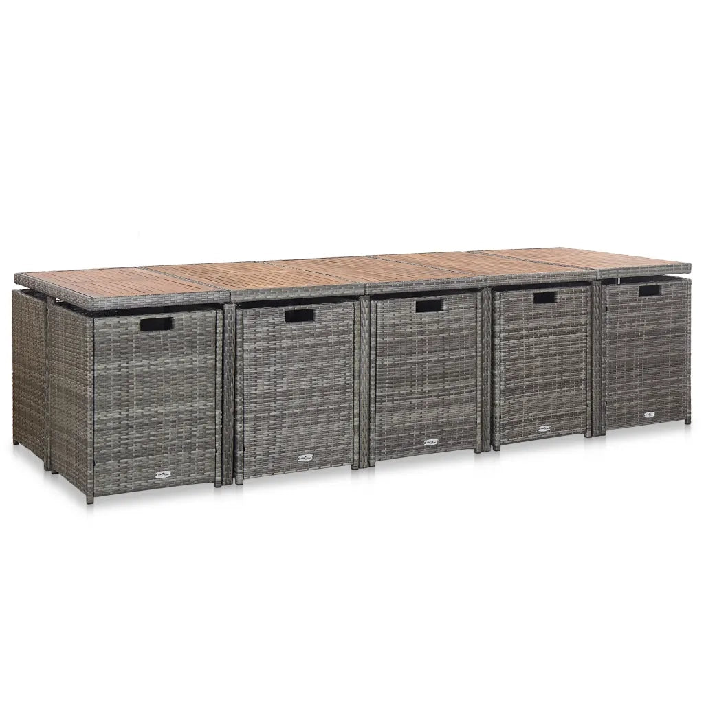 Set da Pranzo da Giardino 15 pz e Cuscini Polyrattan Antracite 46426