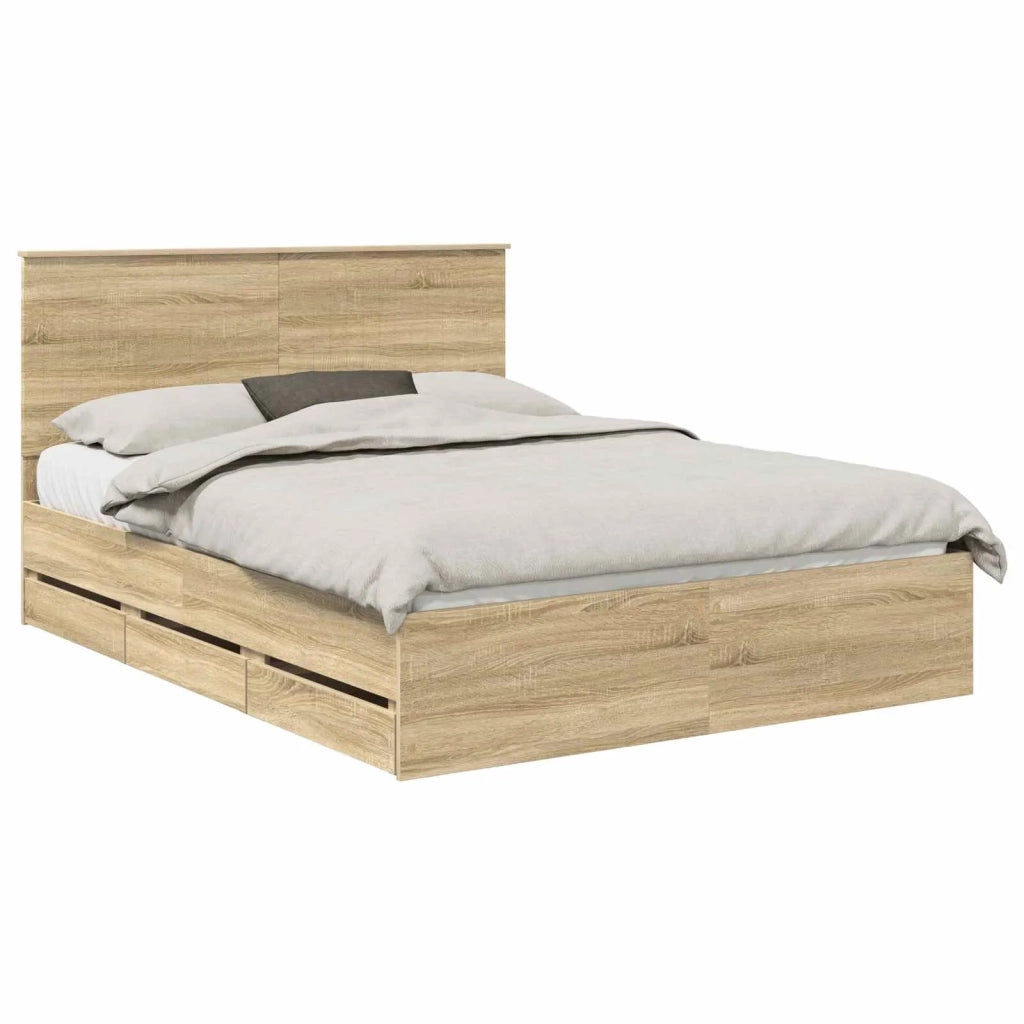 Struttura del letto con cassetto Rovere Sonoma 150 x 200 cm