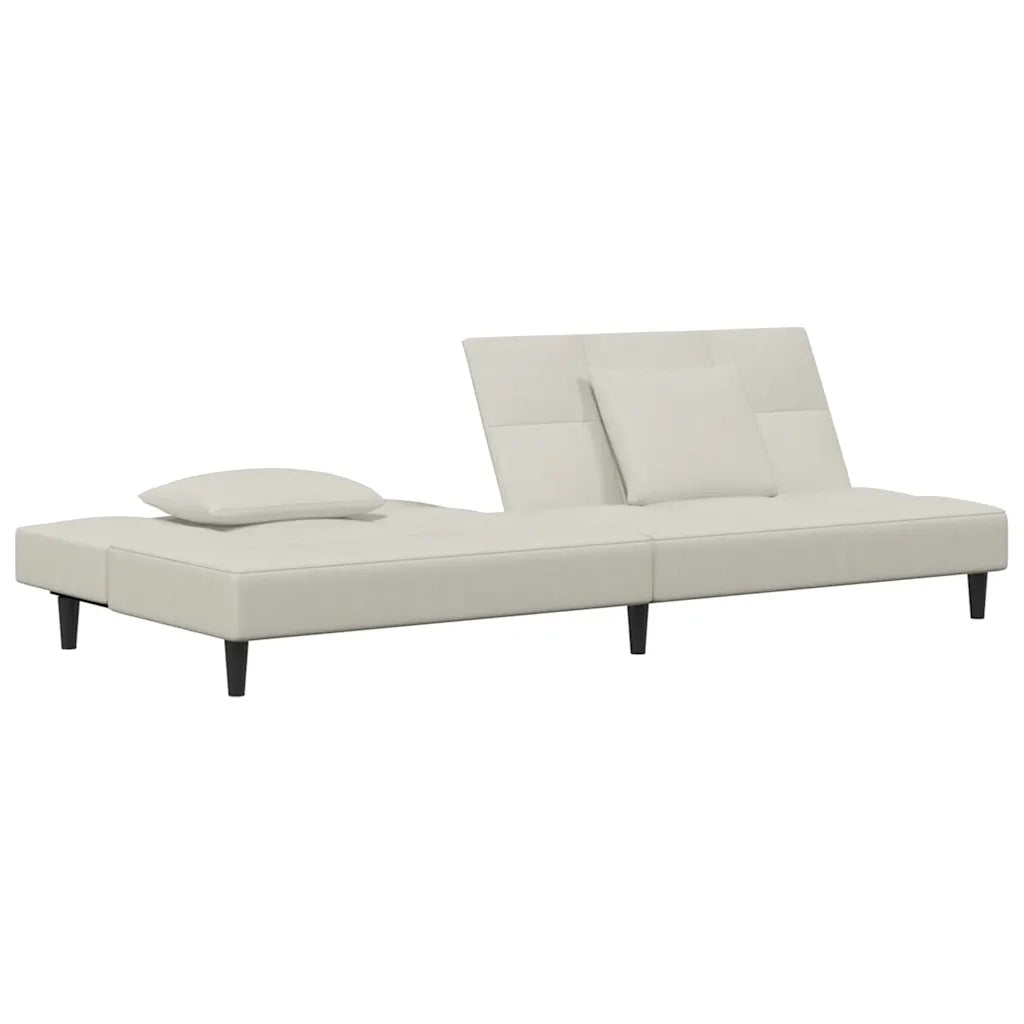 Divano Letto a 2 Posti con 2 Cuscini Crema in Velluto 375814