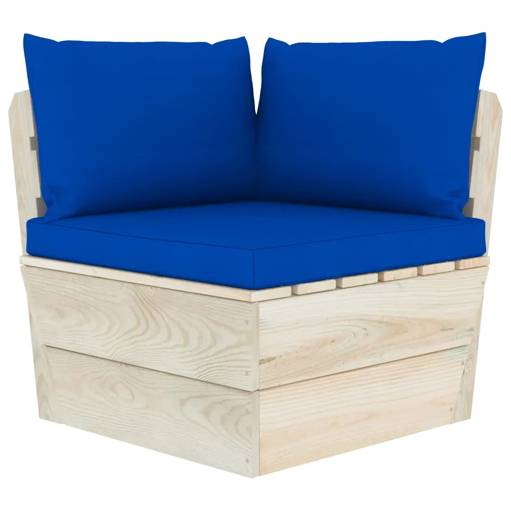Divano Angolare da Giardino su Pallet e Cuscini Legno di Abete cod mxl 73912