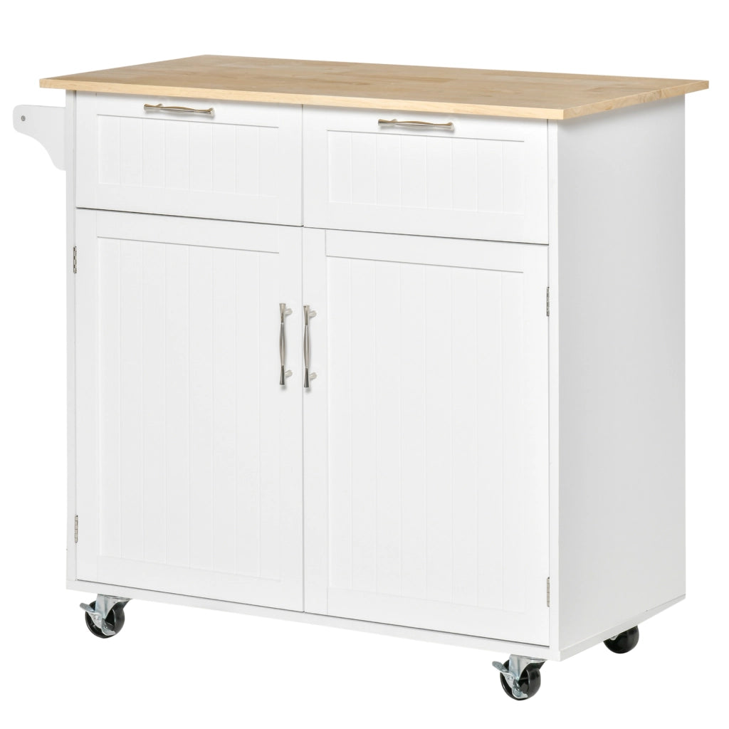 Tavolo da Cucina con 2 Cassetti in Legno ¨C Minimal ¨C 104x46x91 Bianco