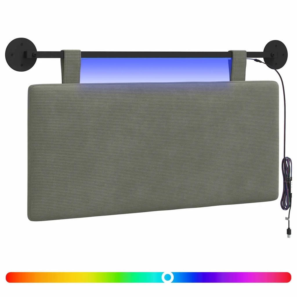 Testiera sospesa Con luce LED Grigio Chiaro Tessuto in Cords