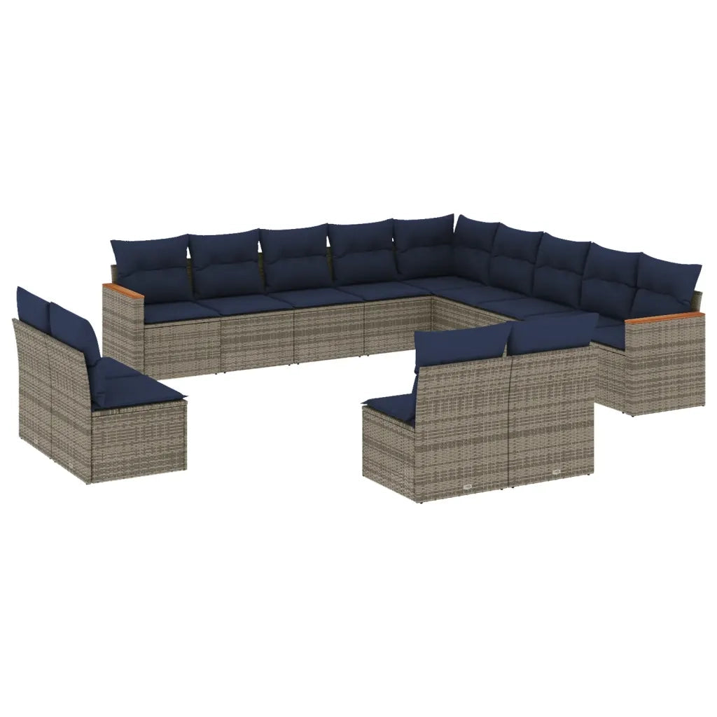 Set Divani da Giardino 13 pz con Cuscini Grigio in Polyrattan 3226488