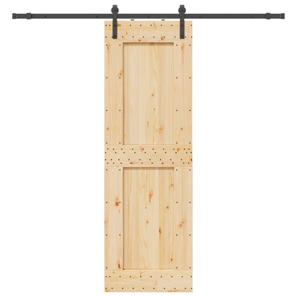 Porta scorrevole NARVIK Naturale e Nero 70 x 210 cm (213,5 cm)