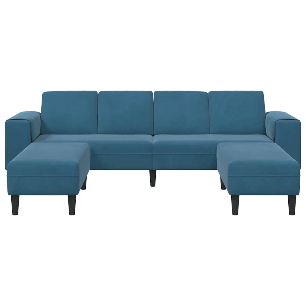 Set di divani 3 pcs Blu Velluto