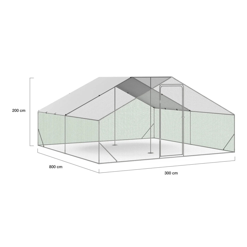 IDMarket - 16 m² di pollaio con recinto in rete d'acciaio zincato 4x4 M