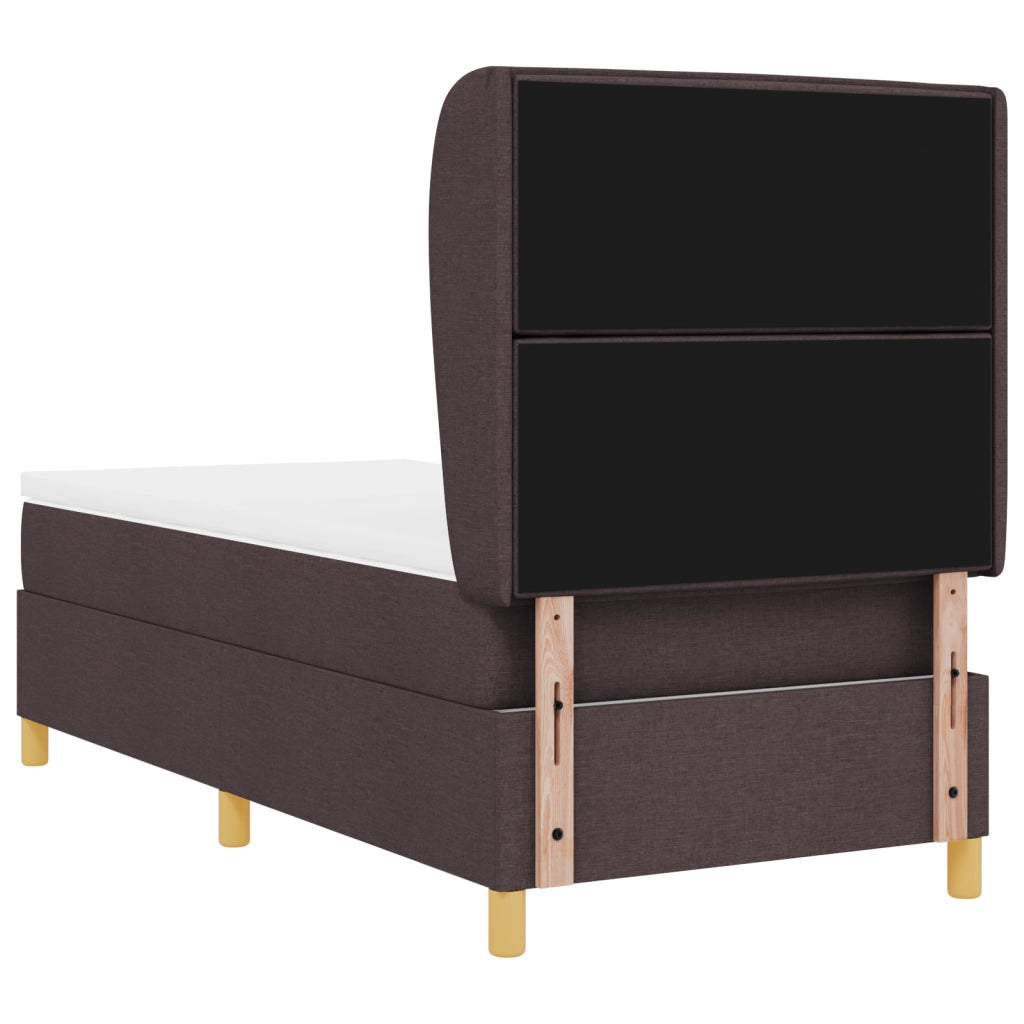 Letto con Rete Spring e Materasso Marrone Scuro 100x200 cm Tessuto