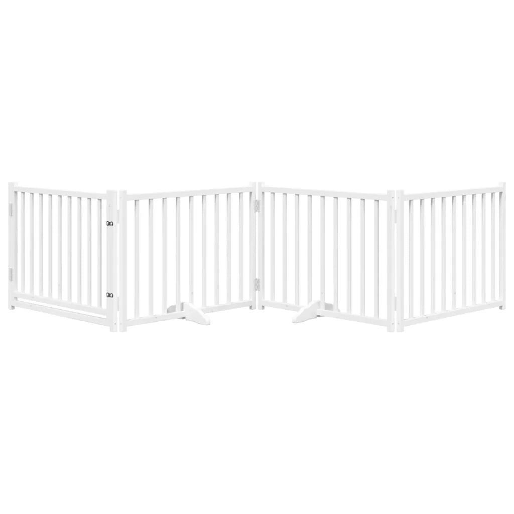 Cancelletto di sicurezza per cani con 4 pannelli in legno massello di abete bianco 02_0023309