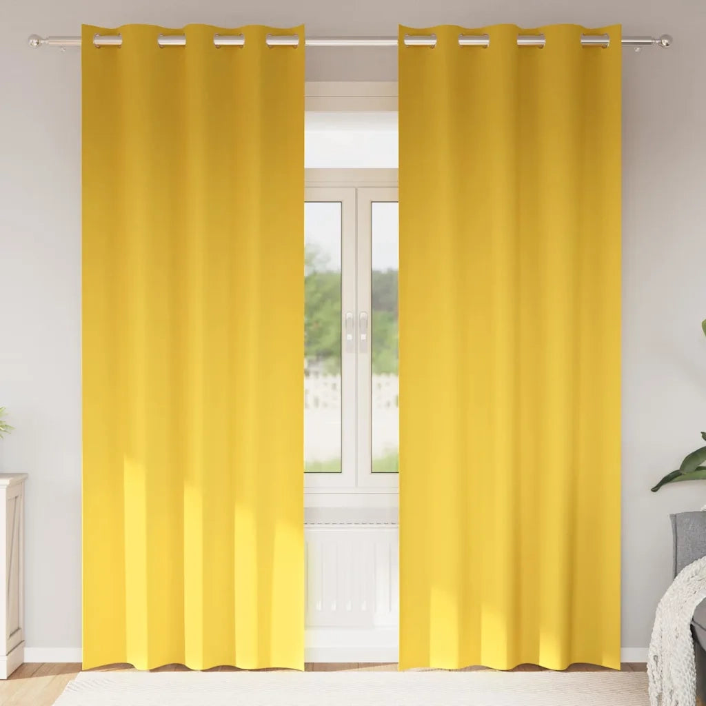 Tende Blackout con Anelli 2 pz Giallo senape 260 x 140 cm 4107397