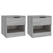 Set di 2 Comodini | Armadio da Notte | Mobiletto da notte Grigio Sonoma in Legno Multistrato