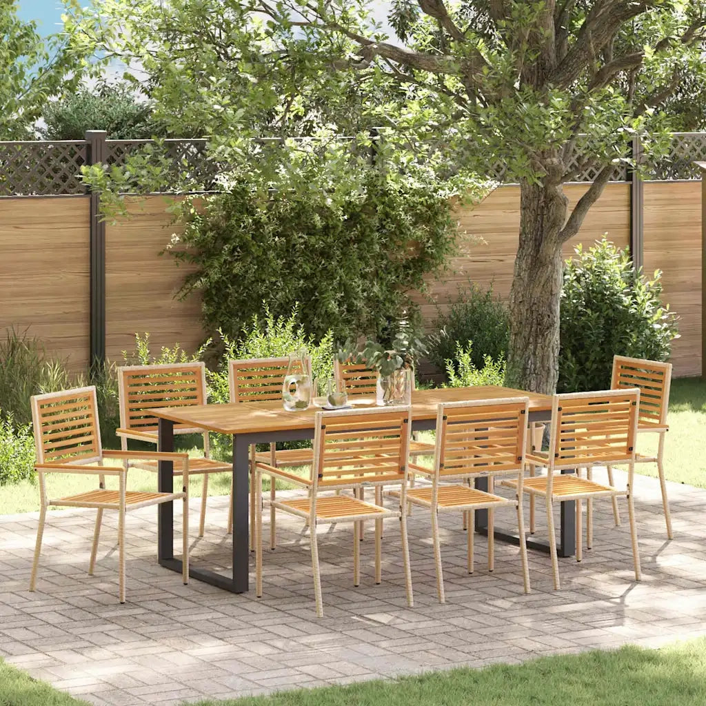 Set da Pranzo per Giardino 9 pcs Beige Legno di Acacia Massello 3365471