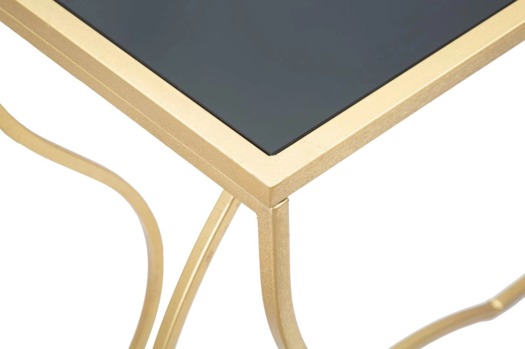 Console Sunshine 130x40x75 cm in Ferro e Specchio Oro e Nero