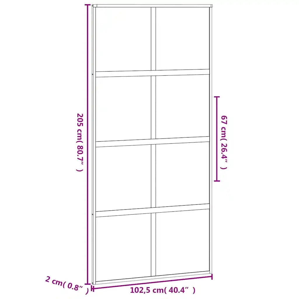 Porta Scorrevole Nera 102,5x205 cm Vetro Temperato e Alluminio 155224