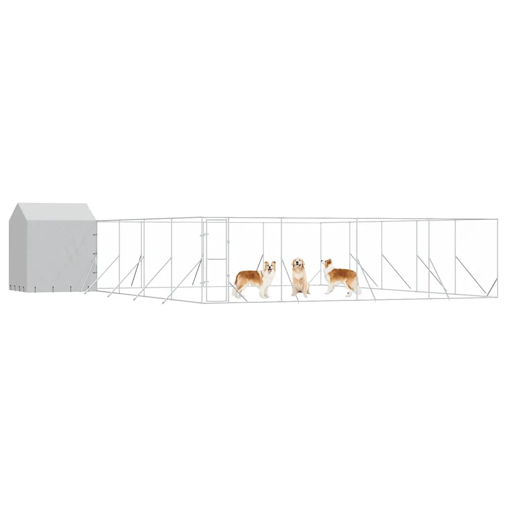 Cuccia Cani da Esterno Tetto Argento 10x10x2,5m Acciaio Zincatocod mxl 93812