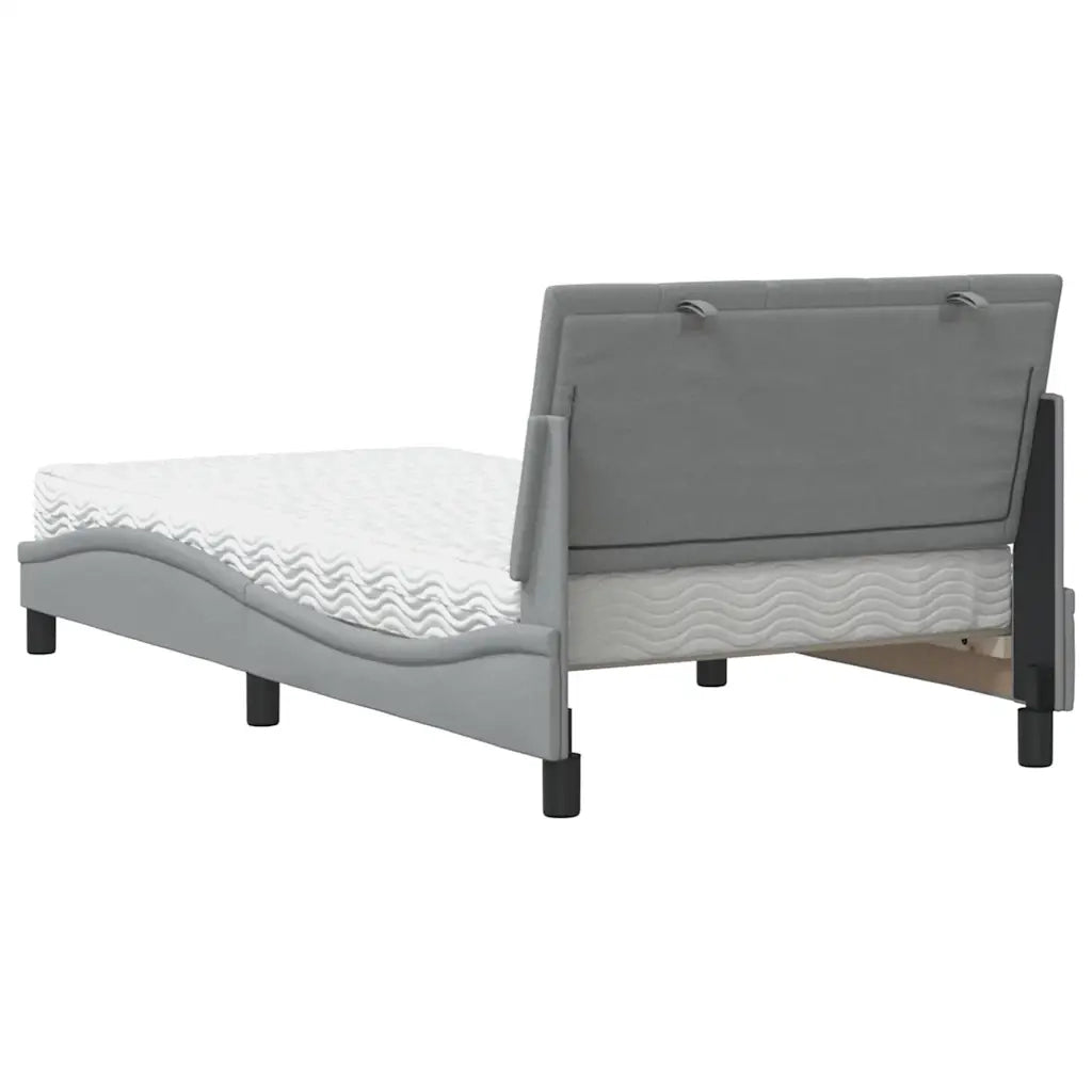 Letto con Materasso Grigio Chiaro 100x200 cm in Tessuto